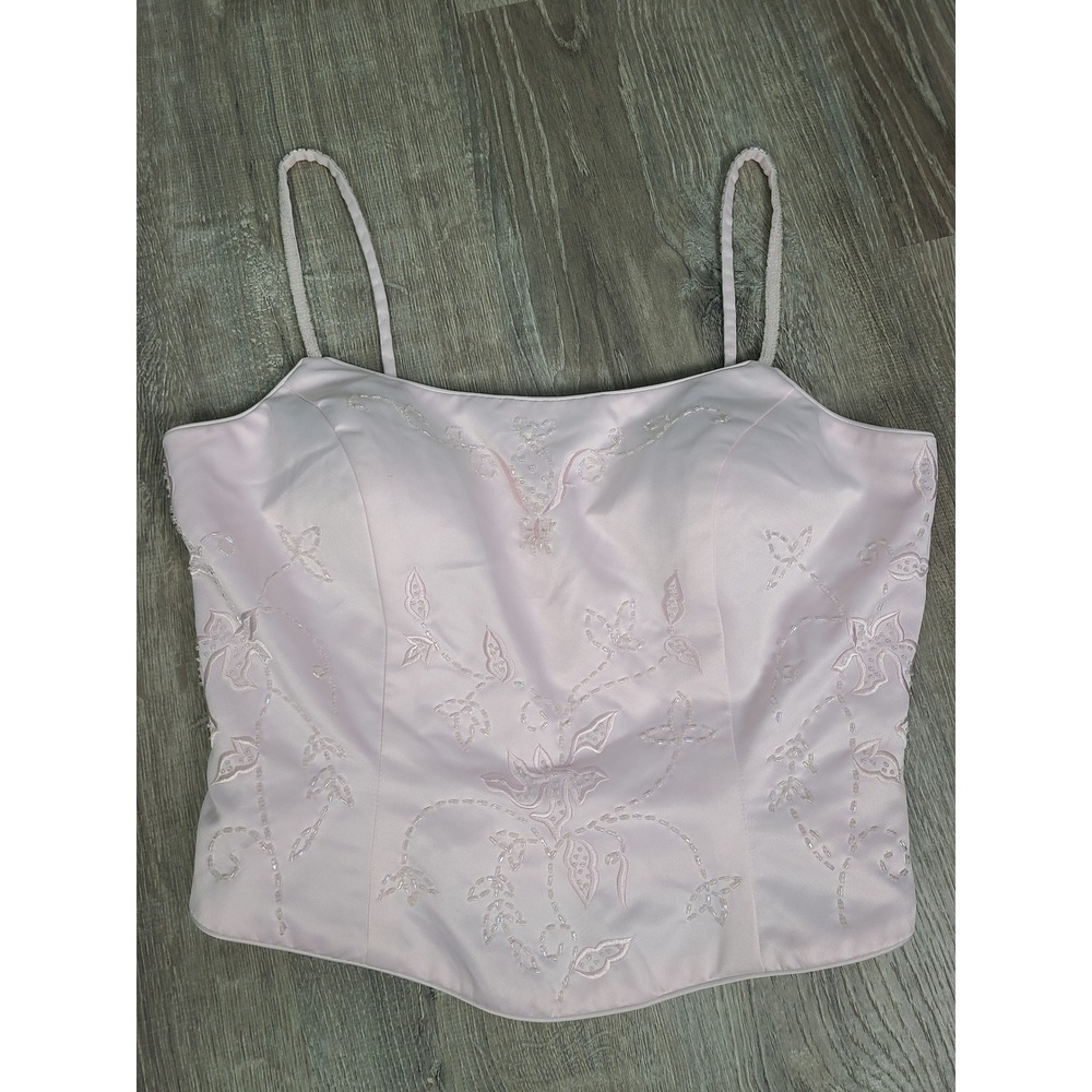 VTG Y2K Night Scene XL Beaded Bodice Top Pink Fairycore Whimsical DEADSTOCK
